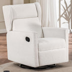 COMHOMA Nursery Rocking Chair Teddy Upholstered Swivel Rocker Recliner Manual Glider Reclining Chair for Living Room Bedroom Offices (Beige,1 PCS)