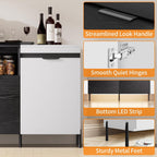 80'' Buffet Sideboard with Storage Farmhouse with 4 Doors, Large Kitchen Storage Cabinet Wood Coffee Bar Cabinet Buffet Table with Open Shelf for Kitchen, Dining Room, Entryway, Black & White