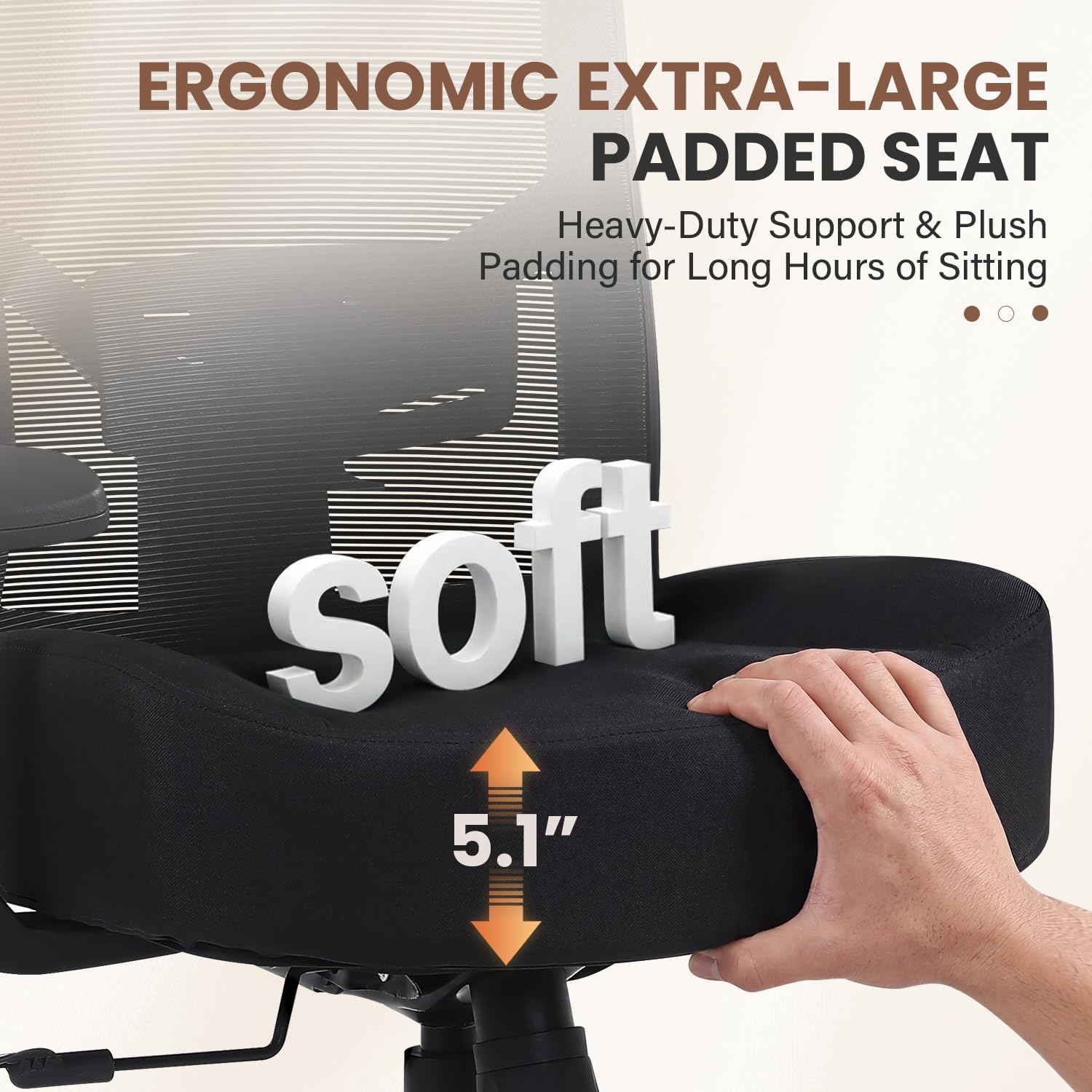 600lbs Big and Tall Office Chair with Adjustable Lumbar Support,Ergonomic Heavy Duty Office Chair for Heavy People,Mesh Desk Chair with Wide Seat for Home