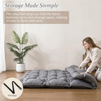 SHOUREN Japanese Futon Mattress Floor Mattress 3" Tatami Mat,Shredded Memory Foam Foldable Roll Up and Portable Sleeping Pad Suitable for Camping,Guest Room,Grey 39"X80" Twin Size