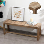 Wnutrees Farmhouse Solid Wood Bench, 43" Line Pattern Splicing Entryway Bench, Narrow Bench Seat for Living Room, Dining Room, Bathroom, Indoors, Natural