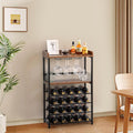 KATHY&BOB Morden Wood Wine Rack Freestanding Floor, 5-Tier Wine Storage Shelf with Wobble-Free Countertop, 20-Bottle Stackable Wine Glass Holder Rack for Home Bar Kitchen Dining Room (Wine Rack)