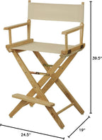Casual Home American Trails Extra-Wide Premium Directors Chair 24" H Counter Height Natural Frame Natural Canvas