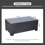 Rattaner Patio Coffee Table with Storage Wicker Outdoor Coffee Table and All-Weather Wicker Side Table with Waterproof Cover, Black