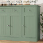 HITHOS 55" Sideboard Buffet Cabinet with Storage, Modern Kitchen Buffet Storage Cabinet with Drawers, Wood Coffee Bar with Adjustable Shelves, Large Sideboard for Kitchen, Living Room, Green