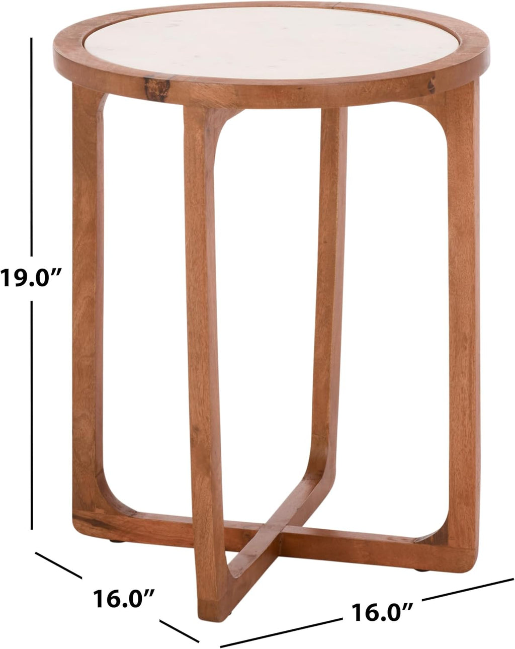 SAFAVIEH Home Collection – Minori Walnut Solid Wood & White Marble Round Top Side Table (ACC5515A)
