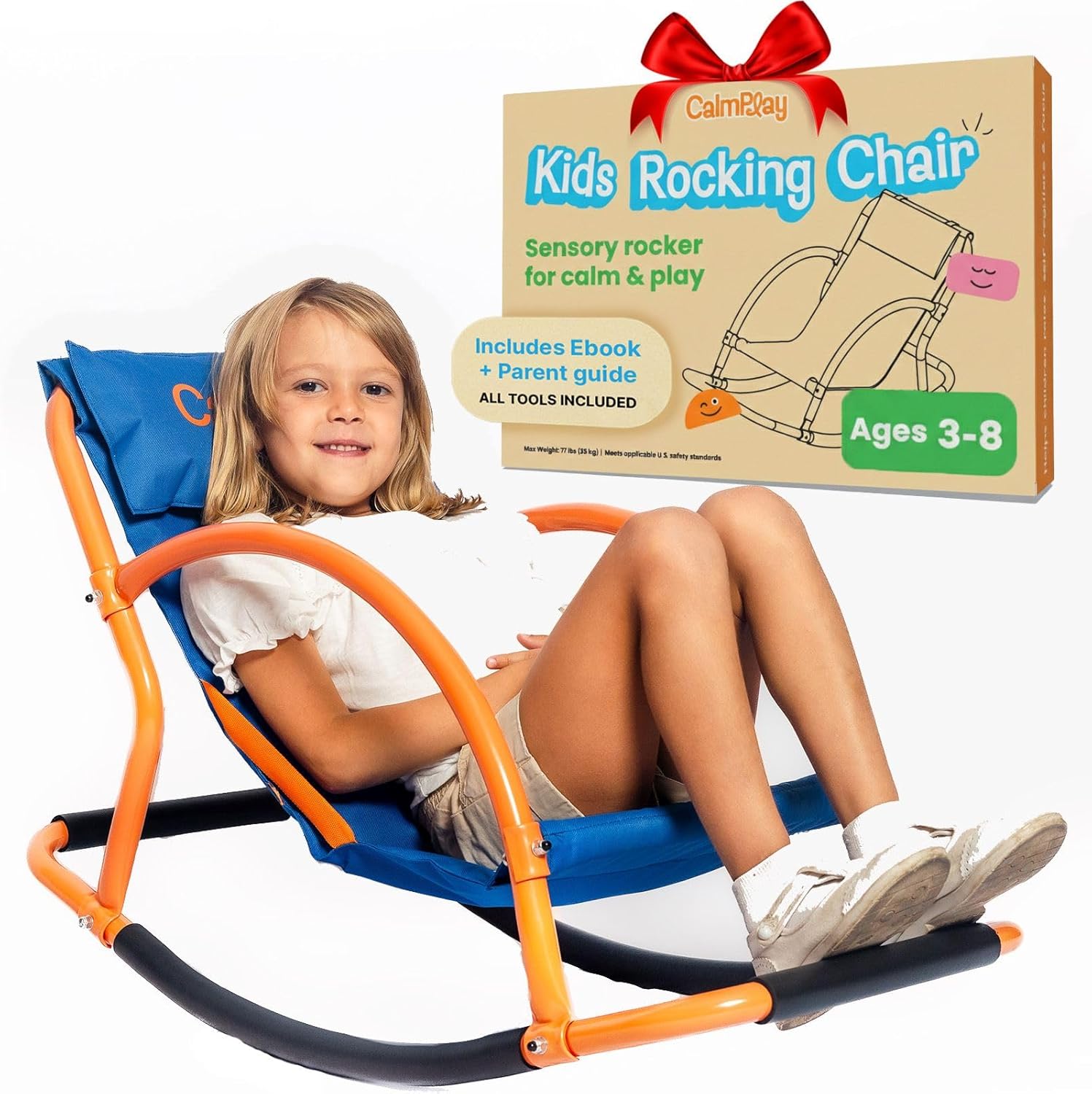 Kids Rocking Chair – Sensory Rocker for Kids Ages 3-8 – Calming Chair for Autism & Sensory Play – Indoor Rocker for Focus, Relaxation & Quiet Time
