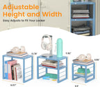 LIDTOP Locker Shelf Blue, Adjustable Width and Height, Metal Locker Organizer Shelf School, Stackable Locker Storage Organization, Ideal Locker Fits Standard Size School, Office, and Gym Lockers