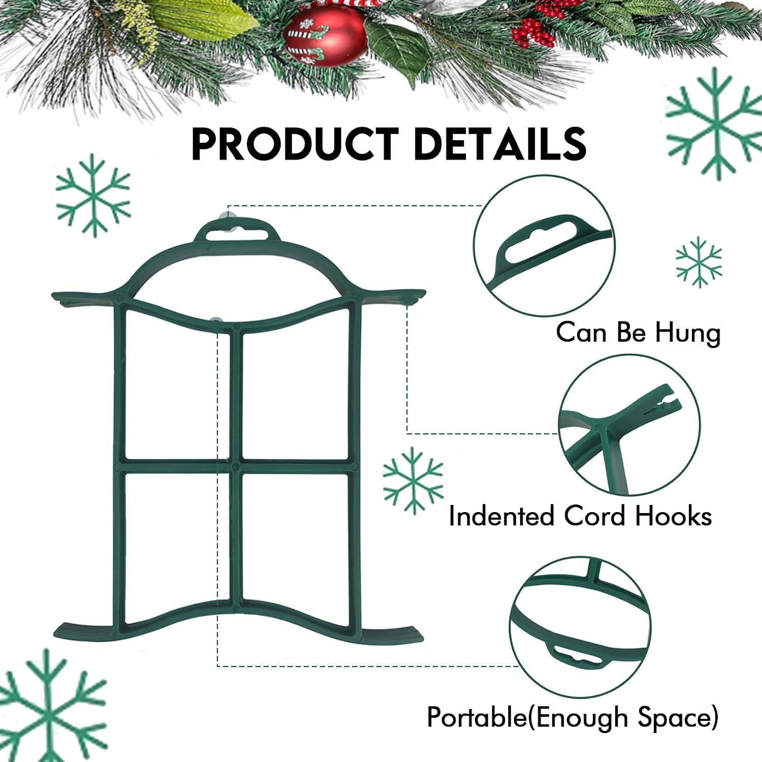 Set of 6 Rope Winder, Strong & Hangable Light & Cord Wind Up Christmas Light Storage for Organizing Christmas Lights & Electric Cords, Each Holds Up to 98 ft (Red, 7inch x 8inch)