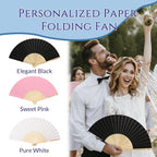HJX Personalized Wedding Fans for Guests Custom Engraved Bulk Paper Folding Fans Favors for Party
