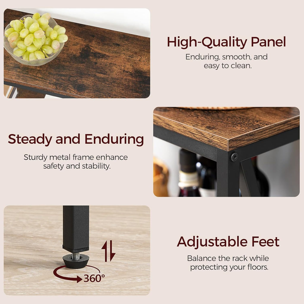 MAHANCRIS 47.2" Sofa Table, Industrial Console Table, 3-Tier Narrow Sofa Table with Storage Shelves, Foyer Table for Entryway, Hallway, Kitchen, Living Room and Bedroom, Rustic Brown CTHR800201