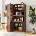 JIJIWANG 70.87" Kitchen Pantry Cabinet with Multi-Functional Pull-Out Multi-Tier Storage Shelf,Farmhouse Storage Cabinet with 4 Doors,Pantry Organizers for Kitchen,Dining Room, Walnut