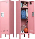 KAER Pink Locker 54" H Metal Storage Cabinet Kids Lockers for Employees Lockable Locker Storage Organizer with Locker Shelf with Louvers Nameplate Small for Home School Gym Office