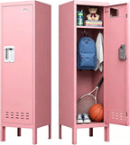 KAER Pink Locker 54" H Metal Storage Cabinet Kids Lockers for Employees Lockable Locker Storage Organizer with Locker Shelf with Louvers Nameplate Small for Home School Gym Office