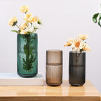 WHJY Cylindrical Brown Glass Vase, Vintage Flower Vase, Hand Blown Glass Vase, Decor for Dining Table Centerpiece Décor – 10 inches