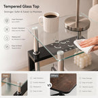 Meihua Glass End Table, Square Glass Side Table, 2-Tier Modern Nightstand with Metal Legs for Living Room&Bedroom (Transparent, 1pc)