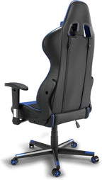 Professional Blue Gaming Chair - Leather Gaming Chair with Adjustable Height and Headrest Support