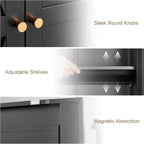 DSHADE Metal Kitchen Pantry Cabinet w/Adjustable Shelves, 2-Door Tall Steel Locker Heavy-Duty Freestanding Storage Organizer for Kitchen/Living Room/Dining/Office (Black)