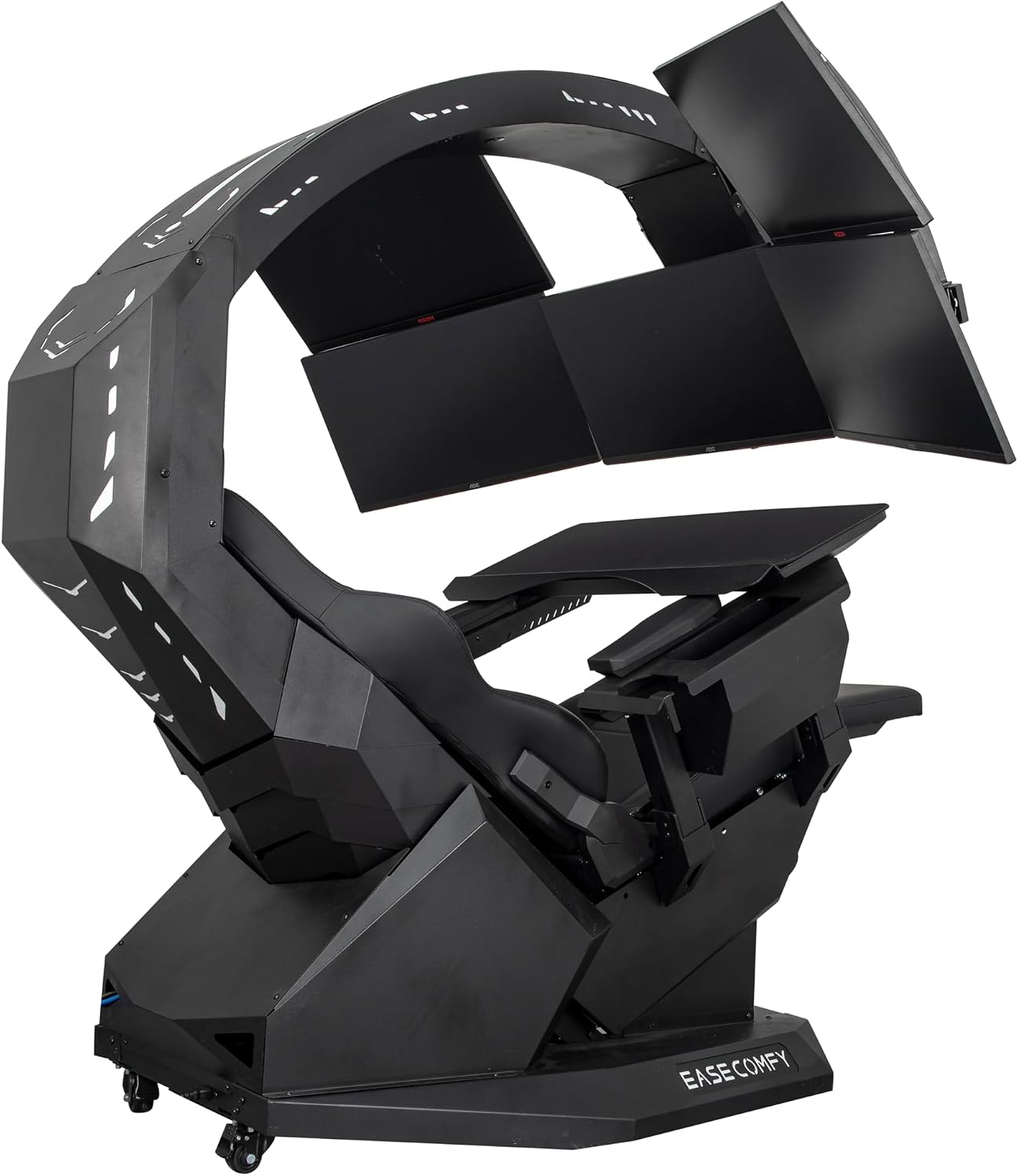 Imperatorworks EASECOMFY T2 Throne Computer Cockpit for 3 Monitors, Zero Gravity Chair Workstation,can Extend for 5 Monitors Support ultrawide 1 * 49" Option with Massage Function