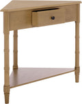 SAFAVIEH Furniture - Gomez 1-Drawer Corner Table - Desert Brown - Solid Wood - Classic Corner Storage Design - Ideal for Entryway, Living Room, Home Office, 33.1" W x 17.3" D x 28" H (AMH5709L)