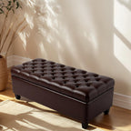 Chifee & Vingol 50" PU Ottoman with Storage Oversized End of Bed Storage Bench Upholstered Benches for Entryway, Living Room, Bedroom-Dark Brown