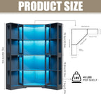 PAKASEPT Corner LED Glass Door Display Curio Cabinet/Display Case | 3 adjustable tiers,3-color LED light,pop-up tempered glass doors,living room collectible storage