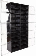 10 Tiers 40 Pairs Easy Assembly Shoe Shelves Organizer with Doors Foldable Shoe Rack Organizer Cabinet for Closet Entryway Living Room