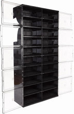 10 Tiers 40 Pairs Easy Assembly Shoe Shelves Organizer with Doors Foldable Shoe Rack Organizer Cabinet for Closet Entryway Living Room