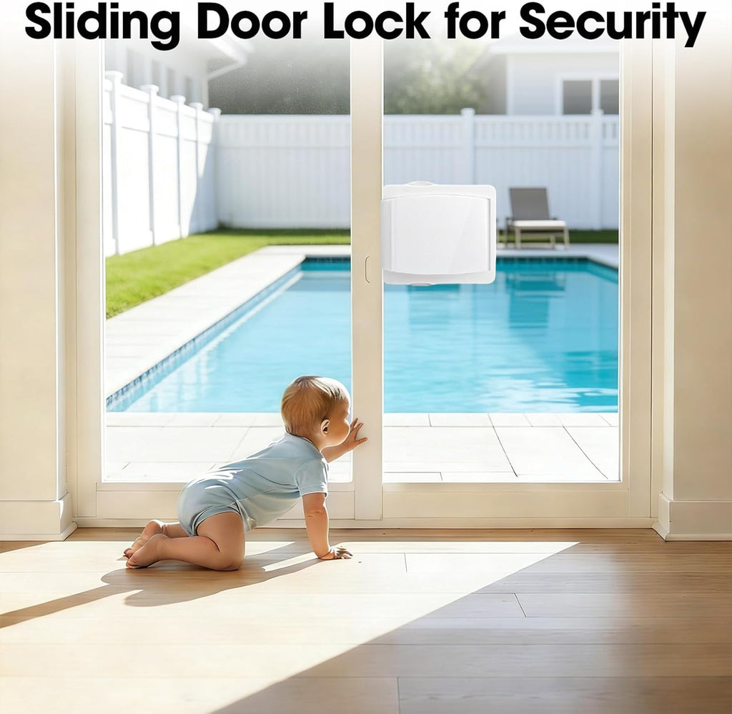 Sliding Door Child Safety Lock: 2-Pack for Glass/Patio Doors, Windows & Closets, 3-Second No-Tools Installation, Durable Childproof Security Lock for Lasting Protection - Baby to Kid Safety Age 0-4
