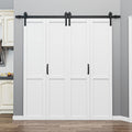 50" x 84" Bifold Barn Door with Hardware and Track Kit Included, Pre-Assembled Solid Core Panel Bi-fold Barn Door for Pantry, Closet, Primed White Finish with Water-Resistance, Paintable, H Shape