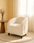 GarveeHome Accent Chair Boucle Barrel Chairs Living Room Chairs Round Armchairs for Bedroom Waiting Room Office Reception Chairs(Beige)