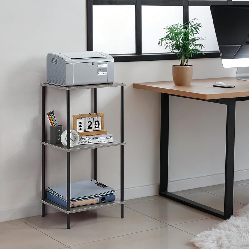 ETELI 3 Tier Tall Side Table Small Telephone Table Stand with Storage Shelves 31.6 Inch Tall End Table Night Stand for Small Space Living Room Bedroom Bathroom Kitchen, Gray