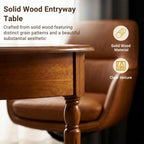 Solid Wood Half Moon Console Table with Drawer – Entryway Accent Table with Storage for Living Room、Foyer、Bedroom or Hallway, Dark Walnut