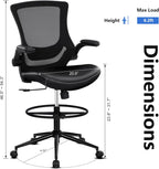 Misolant Tall Office Chair for Standing Desk, Drafting Chair with Footrest Ring, PU Leather Recline High Office Tall Desk Chair with Adjustable Lumbar Support