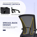 VICTONE Home Office Desk Chair Task Mid Back Mesh Office Chair Ergonomic Swivel Lumbar Support Desk Computer Chair (Black)