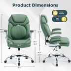 400lbs Green Office Chair Big Tall Comfortable Desk Chair with Back Support Arms, Wide Seat Cute Criss Cross Home Office Desk Chairs for Women
