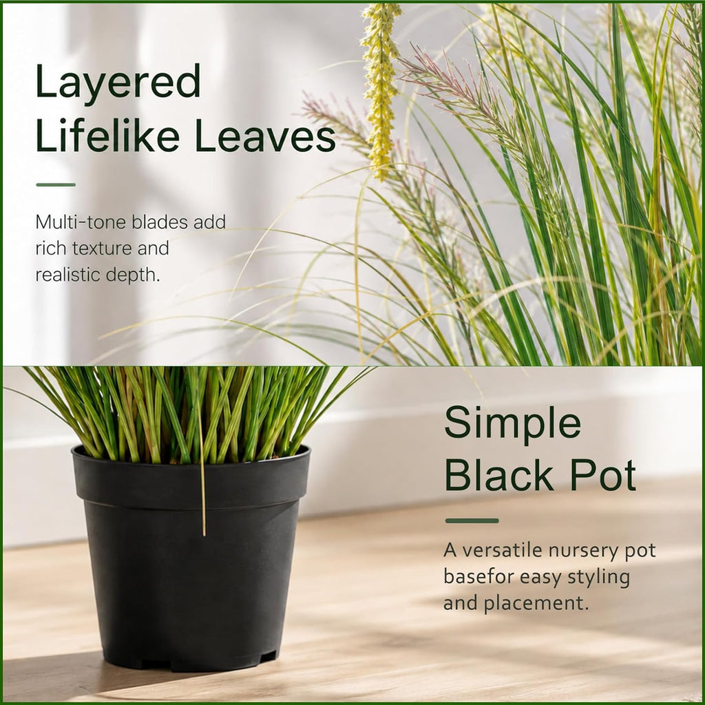 3FT Artificial Reed Grass Artificial Tall Grass Plants Outdoor Indoor ,Fake Plants & Flowers in Pot-Housewarming gifts For Living Room Office Bedroom Decor