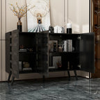 AIEGLE 47.2“W Buffet Cabinet Sideboard with 2 Adjustable Shelves, Modern Credenza Cupboard with 3 Stylish Doors, Wood Storage Cabinet, Black