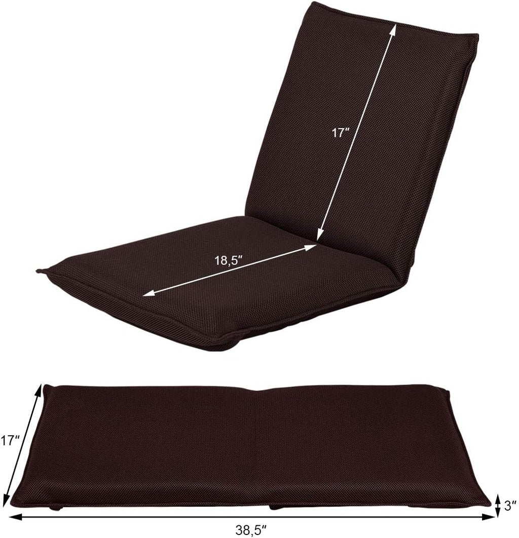 BestComfort Folding Floor Chair 6-Position Adjustable Meditation Chair Video Gaming Chair with Back Support for Reading TV Watching, Portable Floor Seat Lounge Sofa Chair for Kids Teens Adult, Coffee