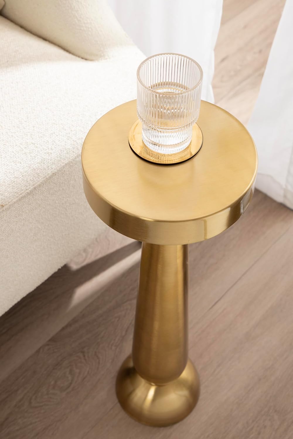 Kate and Laurel Saxena Modern Round Metal Drink Table, 8 x 8 x 24, Gold, Metal Martini Table with Pedestal Design for Use as Small Indoor Plant Stand or Living Room Accent