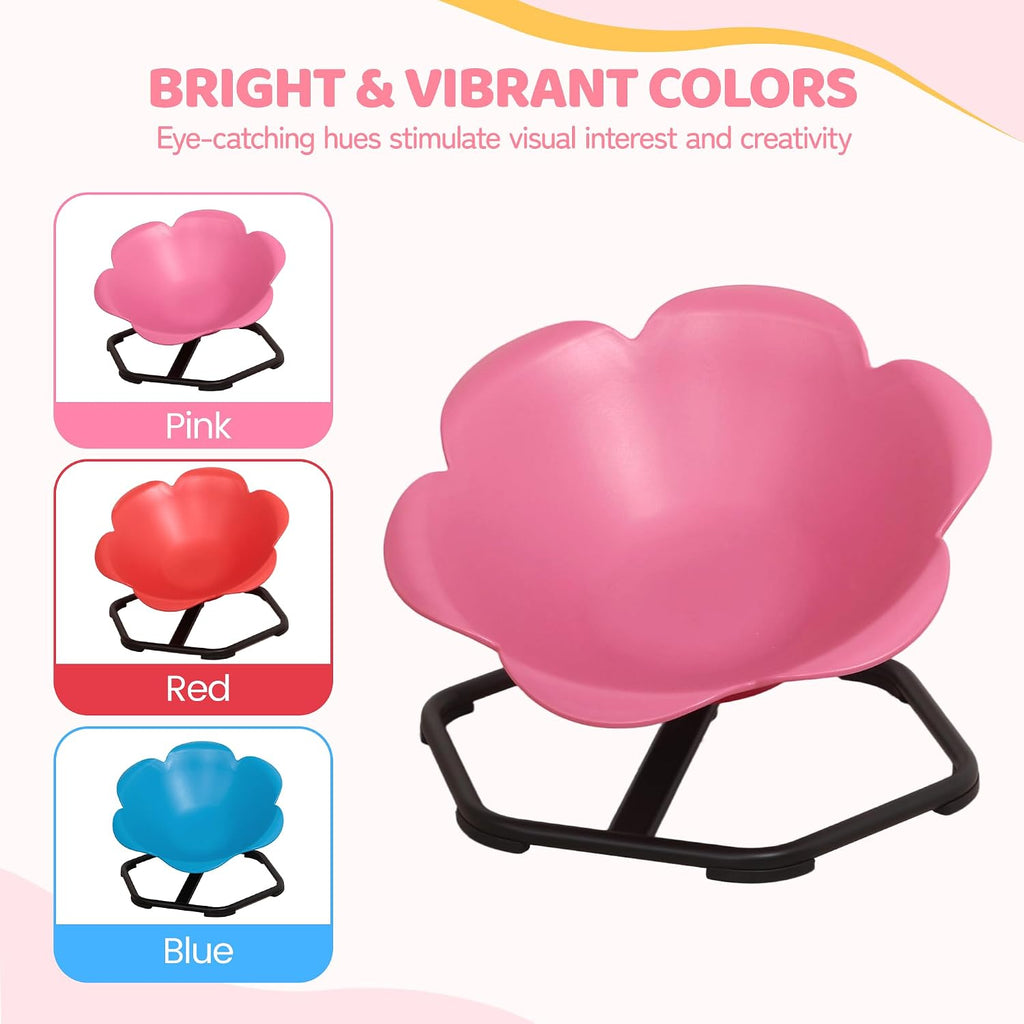 Spinning Chair for Autistic Kids, Flower-Shaped Sensory Spinning Chair for Balance & Coordination, Sit and Spin Sensory Chair, Autism Sensory Toys for Coordination Balance Focus (Pink)