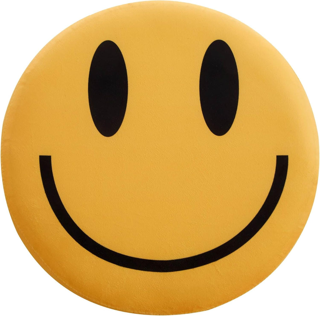 Heritage Kids Smiley Face Storage Ottoman,Collapsible Round Storage Stool with Lid, Soft Padded Seat, Fun Emoji Design for Kids Room, Bedroom, or Living Room,Yellow
