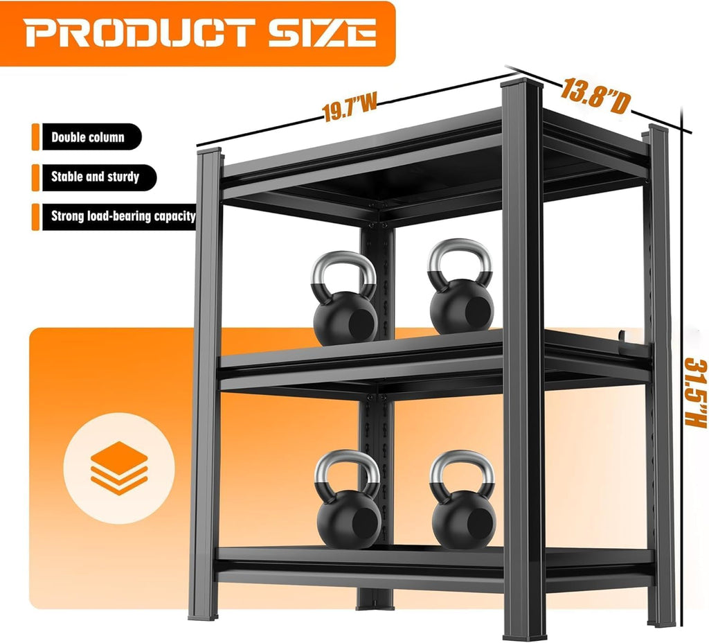 3-Tier Small Bookcase & Office Side Table, Black Industrial Bookshelf, Adjustable Metal Stand, Versatile Side Shelf for Movies, CDs & Books, Storage Rack for Small Spaces