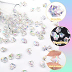 Ceya Clear Holographic Fake Ice Rocks，220PCS Dazzling Vase Fillers Acrylic Fake Diamond Crystals Water Beads Marbles 13OZ Glass Gems for Centerpieces Table Decoration Party Christmas Wedding Birthday