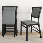 VECELO Folding Chairs Set of 4 with Cushion, Foldable Padded Seats with Heavy Duty Metal Frame for Kitchen/Dining/Living Room, No Assembly & Space Saving Design, Grey