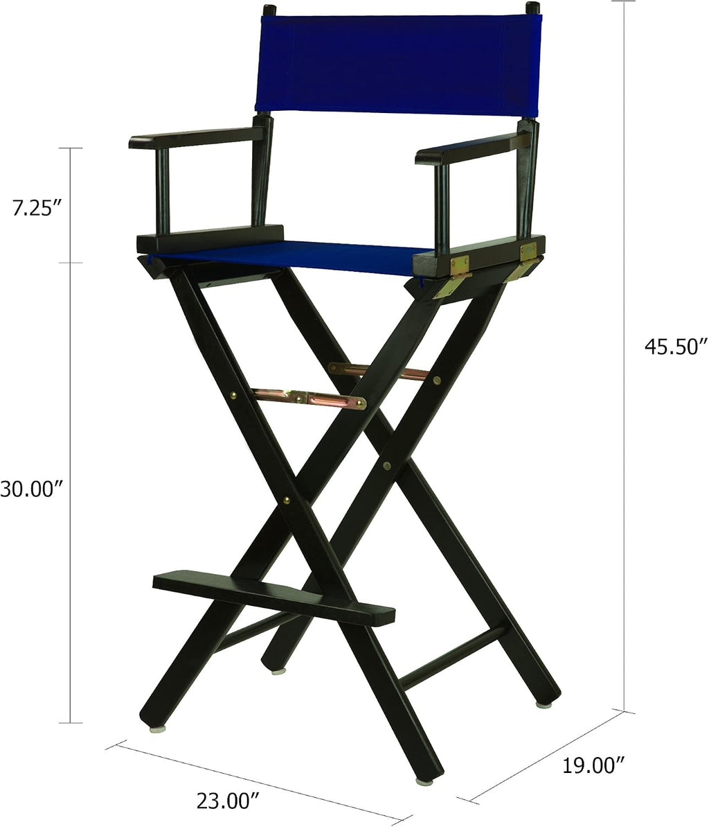 Casual Home 30" Director's Chair Black Frame-with Royal Blue Canvas, Bar Height