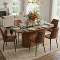 55"-71" Extendable Dining Table Set for 6, Oval Dining Room Table Set for 6, Modern Wood Kitchen Table Upholstered Chairs Set of 6, Ideal for Dining Room,Office, Space-Saving