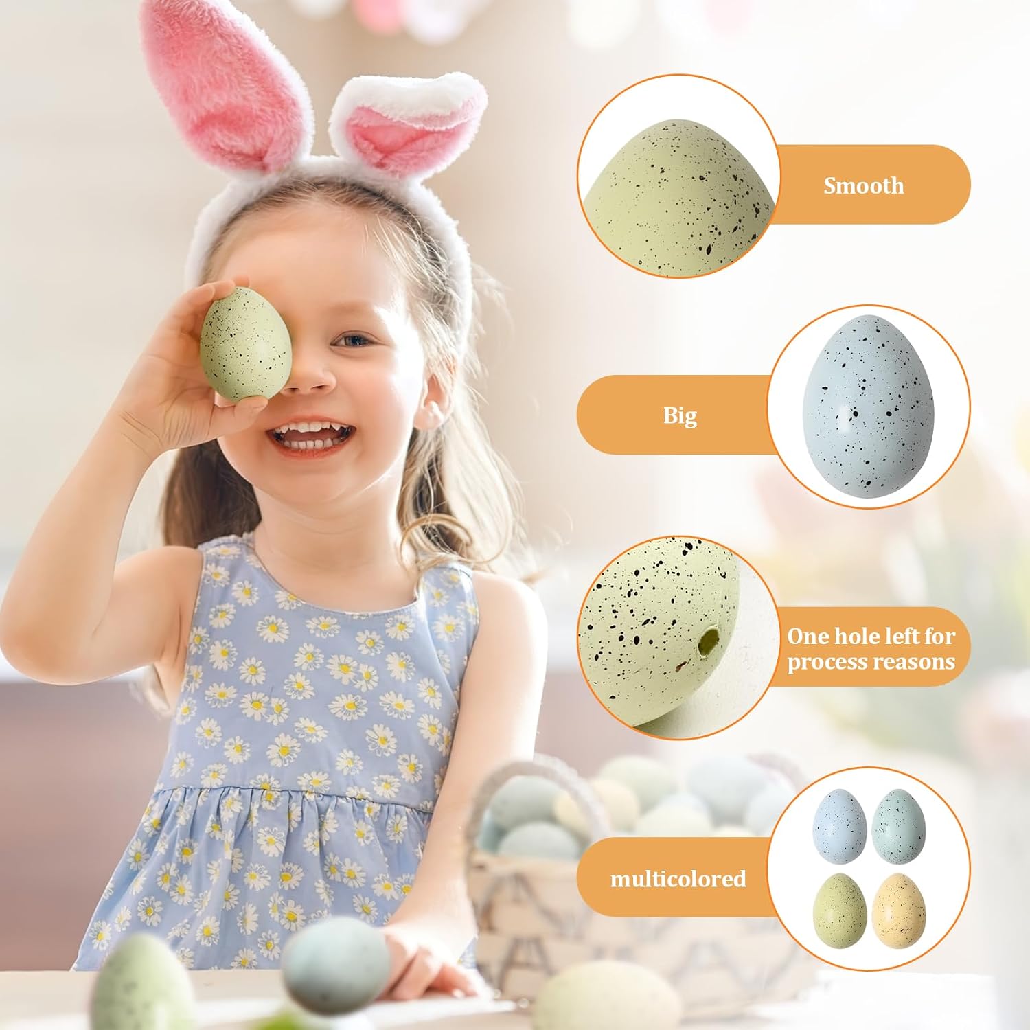 Waipfaru 16 Pcs Easter Eggs, Plastic Easter Decorations, Speckled Easter Table Decor, Easter Centerpiece Table Decorations for Indoor Outdoor Home Vase Filler Basket Spring Party DIY