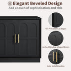 66.5" Sideboard Buffet Cabinet with Storage, Modern Credenza with Arched Doors, Large Wood Accent Cabinet for Living Room Entryway (Black)