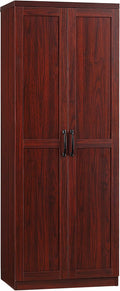 63" 2-Door Kitchen Pantry, Freestanding Storage Cabinet with 5-Tier Shelving and 2 Adjustable Shelves for Dining Room, Cherry Wood Color
